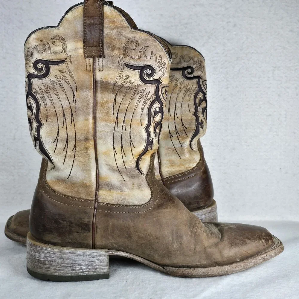 Ariat Distressed Mesteno Dust Devil Tan Marble Western Boots Men's 14D